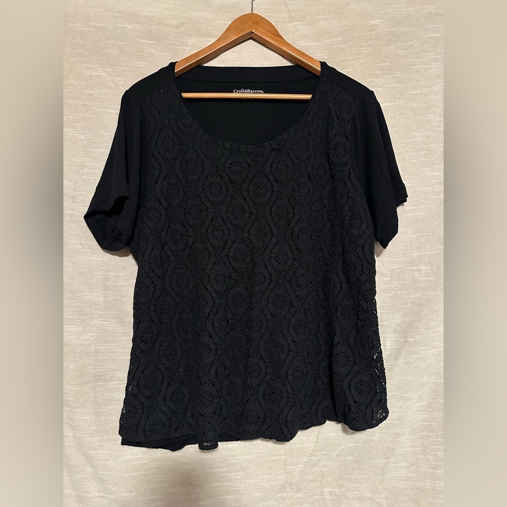 Croft & Barrow Women's Black Lace Blouse